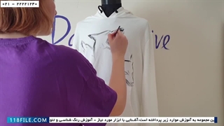 آموزش نقاشی روی پارچه -طراحی روی پارچه-طراحی روباه روی هودی