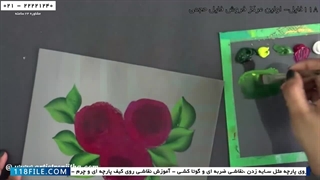 آموزش نقاشی روی پارچه -طراحی روی پارچه-طراحی گل رز با رنگ اکلریک