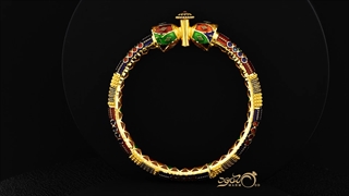 سوار قفل مطلی بالمینا من الذهب مصنوع یدویًا من تصمیم غالیری 22 قیراط