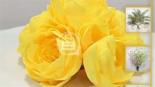 سرگل پیونی متوسط زرد | گل مصنوعی زرد