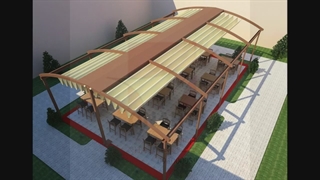 سقف متحرک رستوران تالار- زیباترین سایبان تاشو باغ کافه رستوران