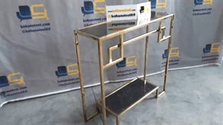 مدل پر فروش  کنسول دو طبقه استیل با رنگ طلایی