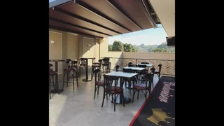 سقف متحرک رستوران-زیباترین سایبان تاشو کافه رستوران-سقف جمعشو باغ تالار