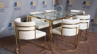 میز ناهار خوری استیل طلایی