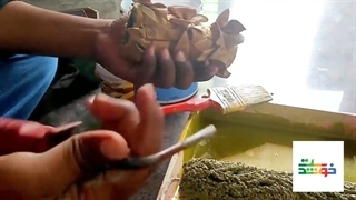 ایده طراحی روی دیوار با استفاده غلطک طرحدار چرمی