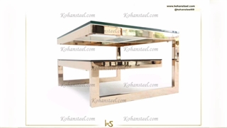 خرید میز جلو مبلی دو طبقه با رویه شیشه