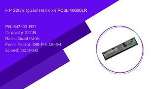 رم سرور اچ پیHP 32GB Quad Rank x4 PC3L-10600L با پارت نامبر 647903-B21