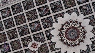 فرش 700 شانه - طرح فلورا سرمه ای با تراکم 2550 آکریلیک