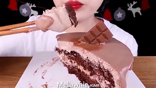 ASMR CHOCOLATE WHIPPED CREAM CAKE 초콜릿 생크림케이크 EATING SOUNDS MUKBANG 디저트먹방