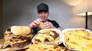 SMASHING Some Double Burgers And Loaded Fries From Easy Street Burgers Mukbang